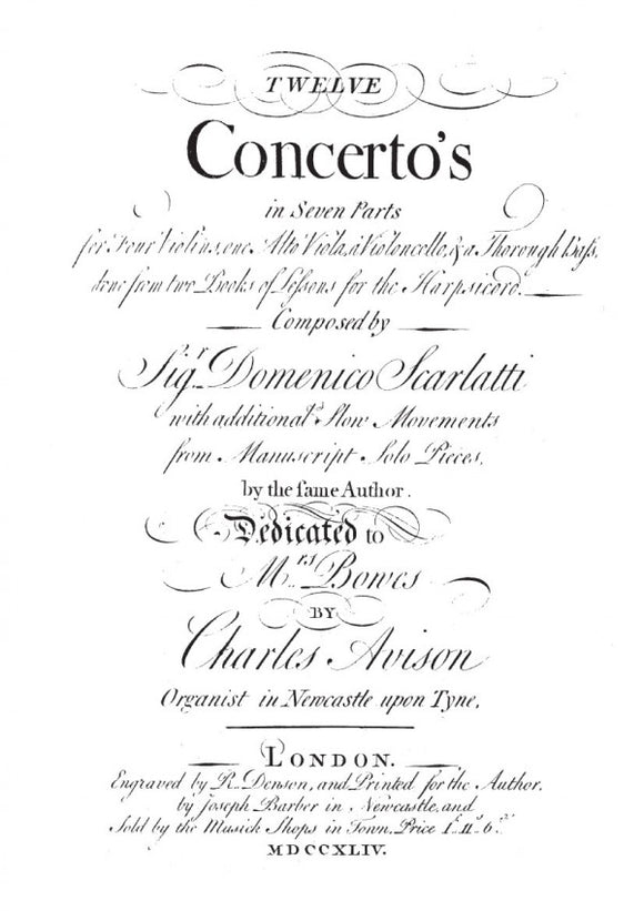 Charles Avison: 12 Concertos in Seven Parts, Complete facsimile part books (Cto. 1 - 12)