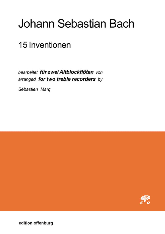 Johann Sebastian Bach: 15 Inventionen für zwei Altblockflöten
