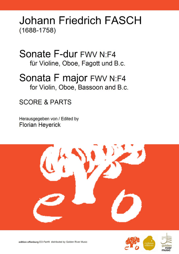 Fasch, Johann Friedrich: Sonata F major FWV N:F4, for Violin, Oboe, Bassoon & B.c.