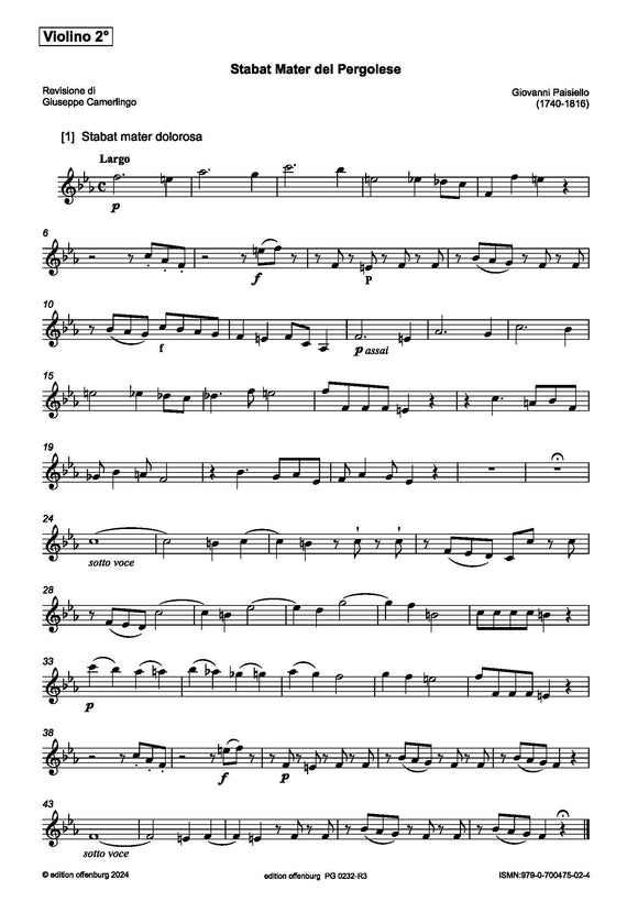 Paisiello, Giovanni: Stabat Mater del Pergolese (Violino 2°)