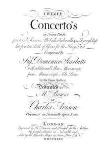 Charles Avison: 12 Concertos in Seven Parts, Complete facsimile part books (Cto. 1 - 12)