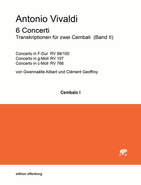 Antonio Vivaldi: 6 Concerti, Transkriptionen für zwei Cembali  (Band II)